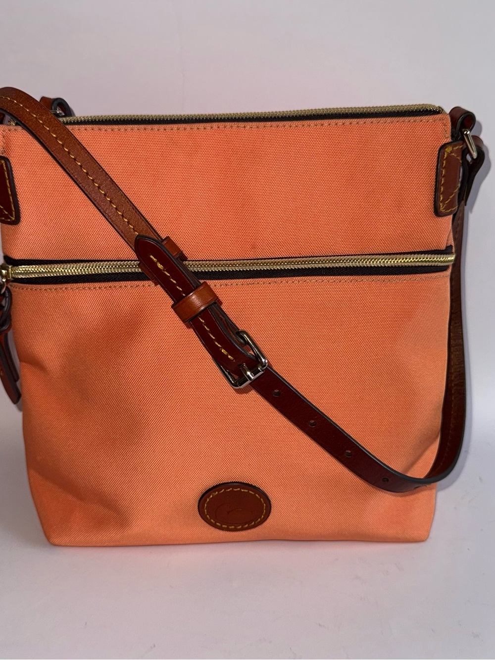 Dooney & Bourke Women’s Nylon Double Zip Crossbody Bag Coral Orange